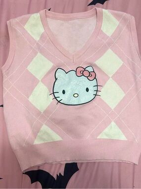 Hello Kitty Pink Argyle Sweater Vest